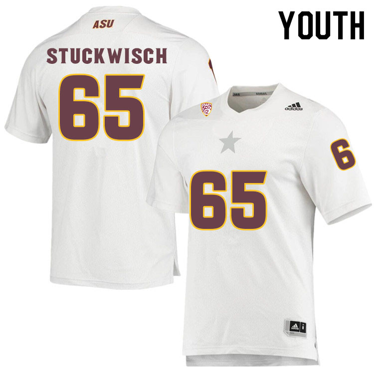 Youth #65 Kolbe StuckwischArizona State Sun Devils College Football Jerseys Sale-White - Click Image to Close